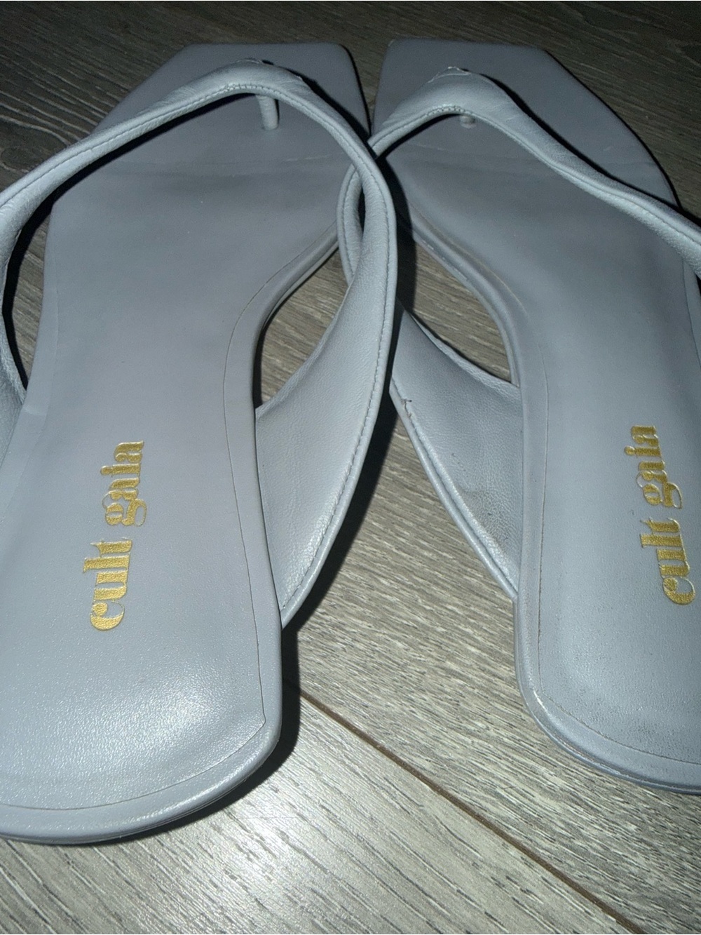 Cult Gaia Jasie Leather Thong Grey Slide Sandals Size 38 - Picture 7 of 7